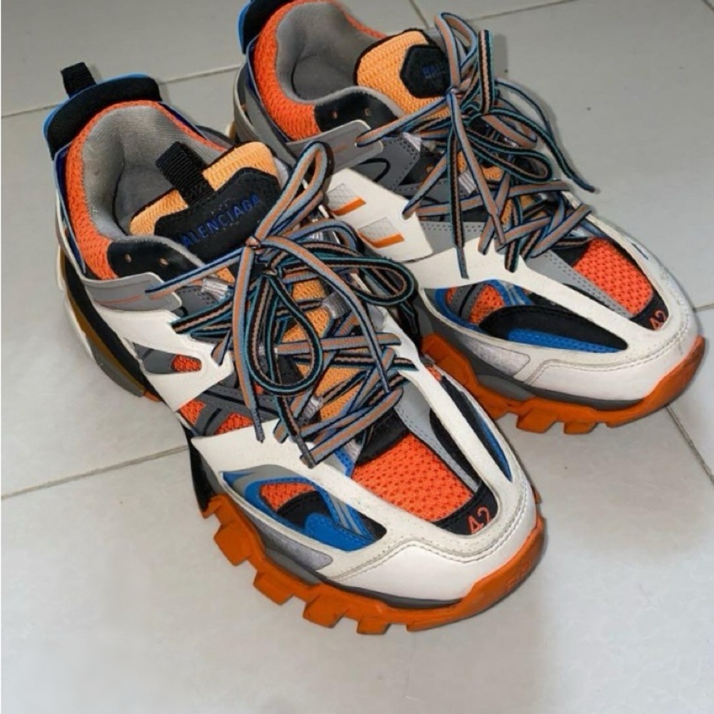 Balenciaga Orange and Blue Athletic Shoes